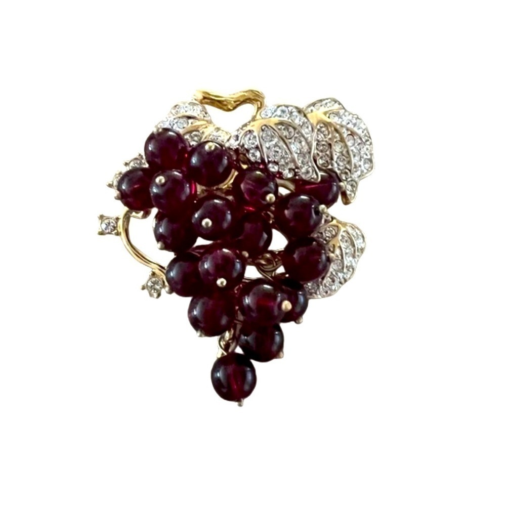 Vintage Nolan Miller Bordeaux Grape Cluster Crystal Brooch